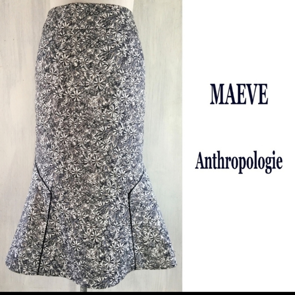 Anthro Black Daisy flute skirt